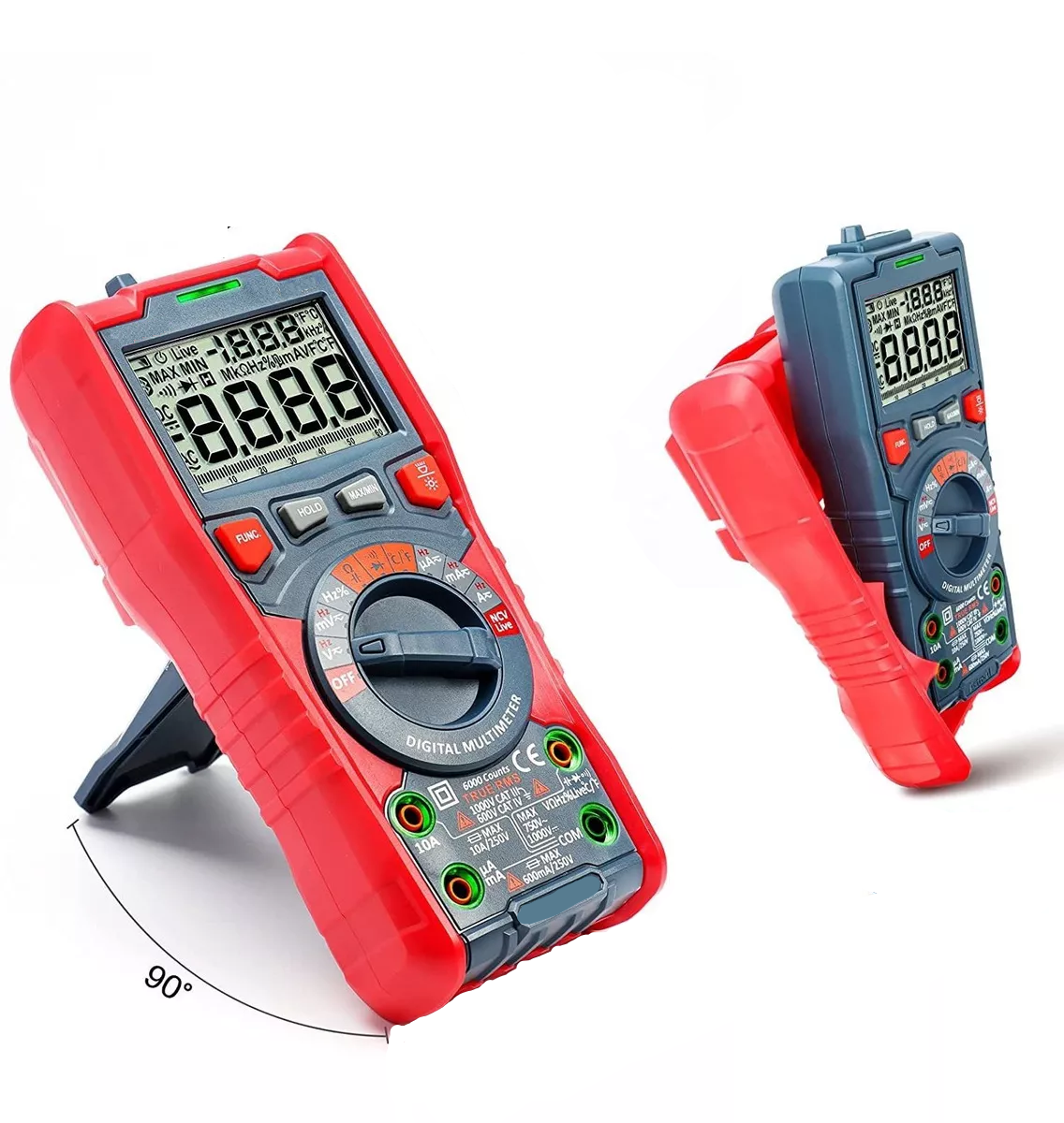 Foto 3 pulgar | Multímetro Digital Profesional, 6000c Eo Safe Imports Esi-16589 Rojo