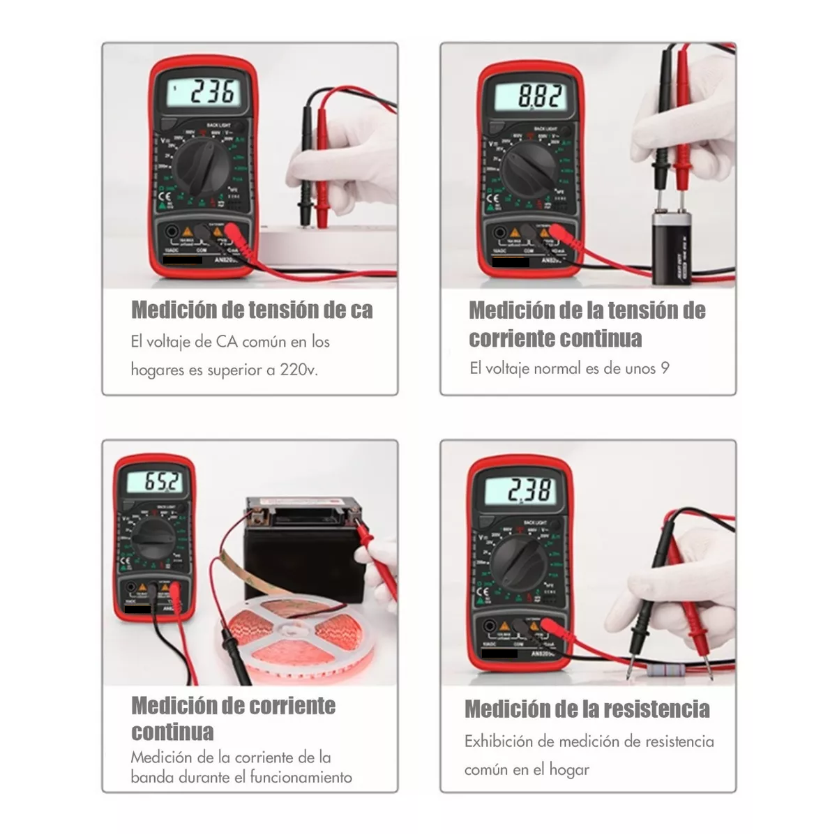 Foto 4 pulgar | Multímetro Professional Digital LCD Portátil AC/DC Eo Safe Imports Esi-7010 color Rojo