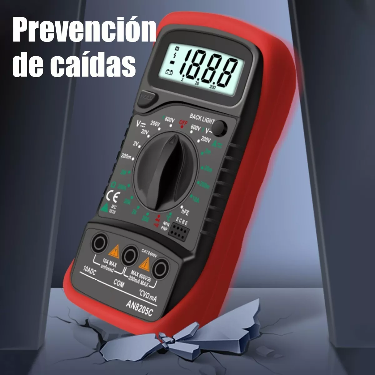 Foto 5 pulgar | Multímetro Professional Digital LCD Portátil AC/DC Eo Safe Imports Esi-7010 color Rojo