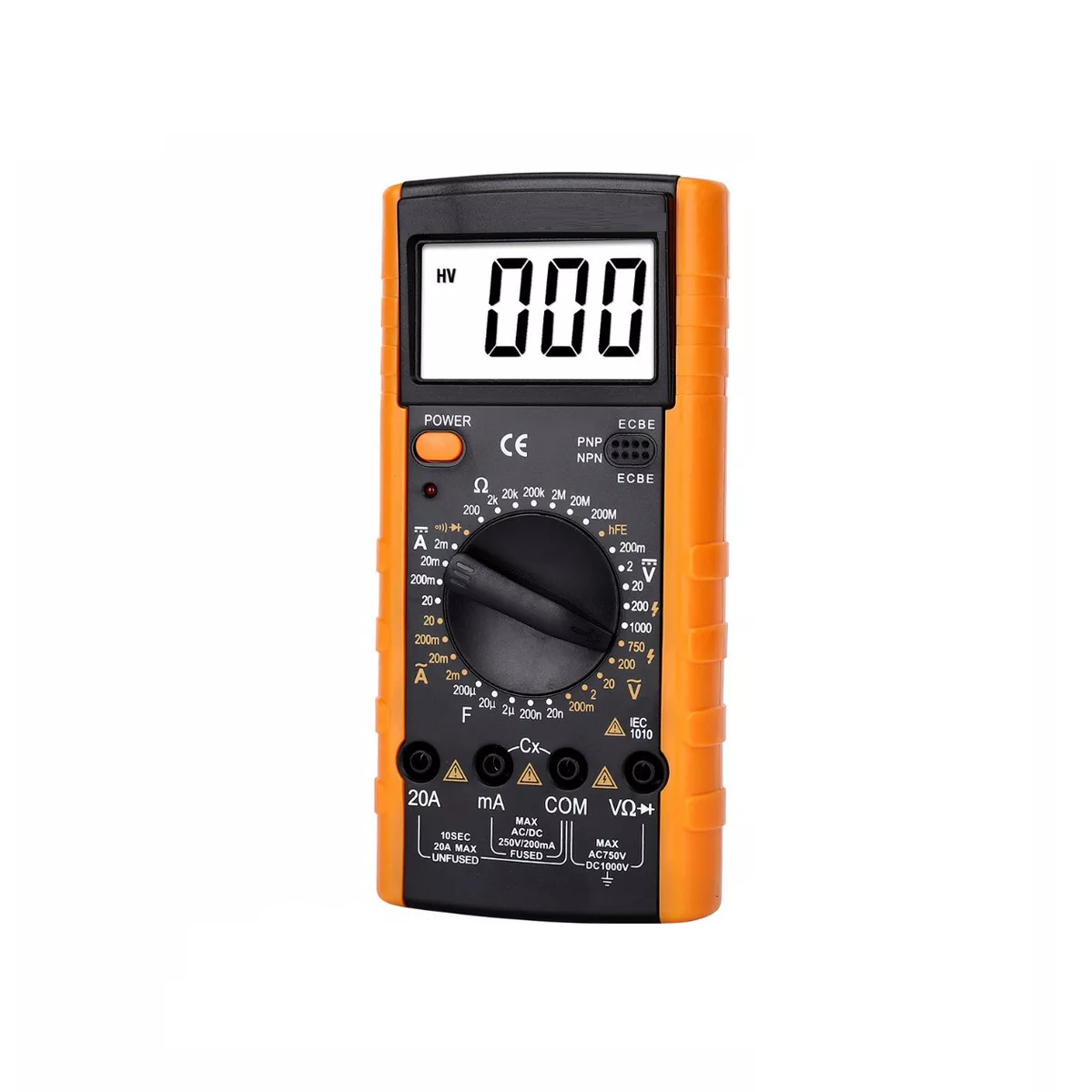 Multimetro Profesional Digital LCD Portátil AC/DC Eo Safe Imports Esi-7004 color Naranja