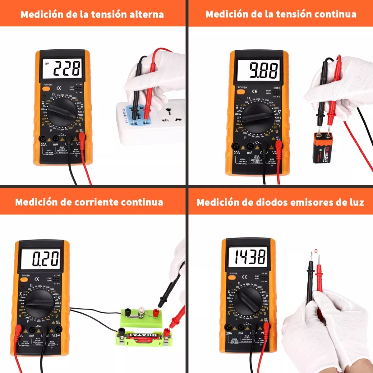 Foto 5 pulgar | Multimetro Profesional Digital LCD Portátil AC/DC Eo Safe Imports Esi-7004 color Naranja