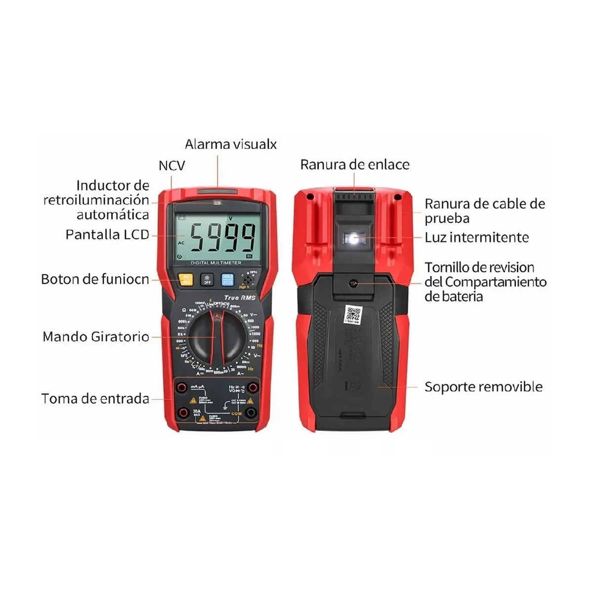 Foto 6 pulgar | Multímetro Digital Manual Eo Safe Imports Esi-7008 color Negro