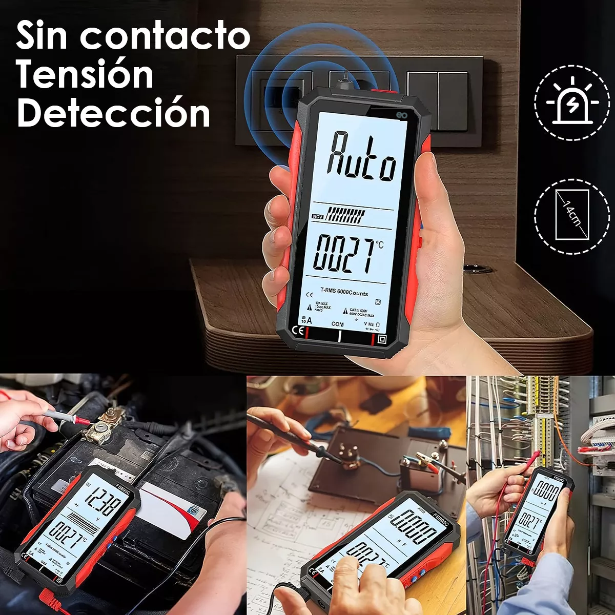 Foto 3 | Multímetro De 6000 Cuentas Lcd Digital Ac/dcvoltimetro Eo Safe Imports Esi-11353-1 Negro