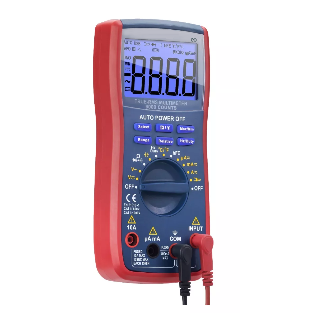 Multímetro Digital Términos 6000 Recuentos Eo Safe Imports Esi-11351-1 Rojo