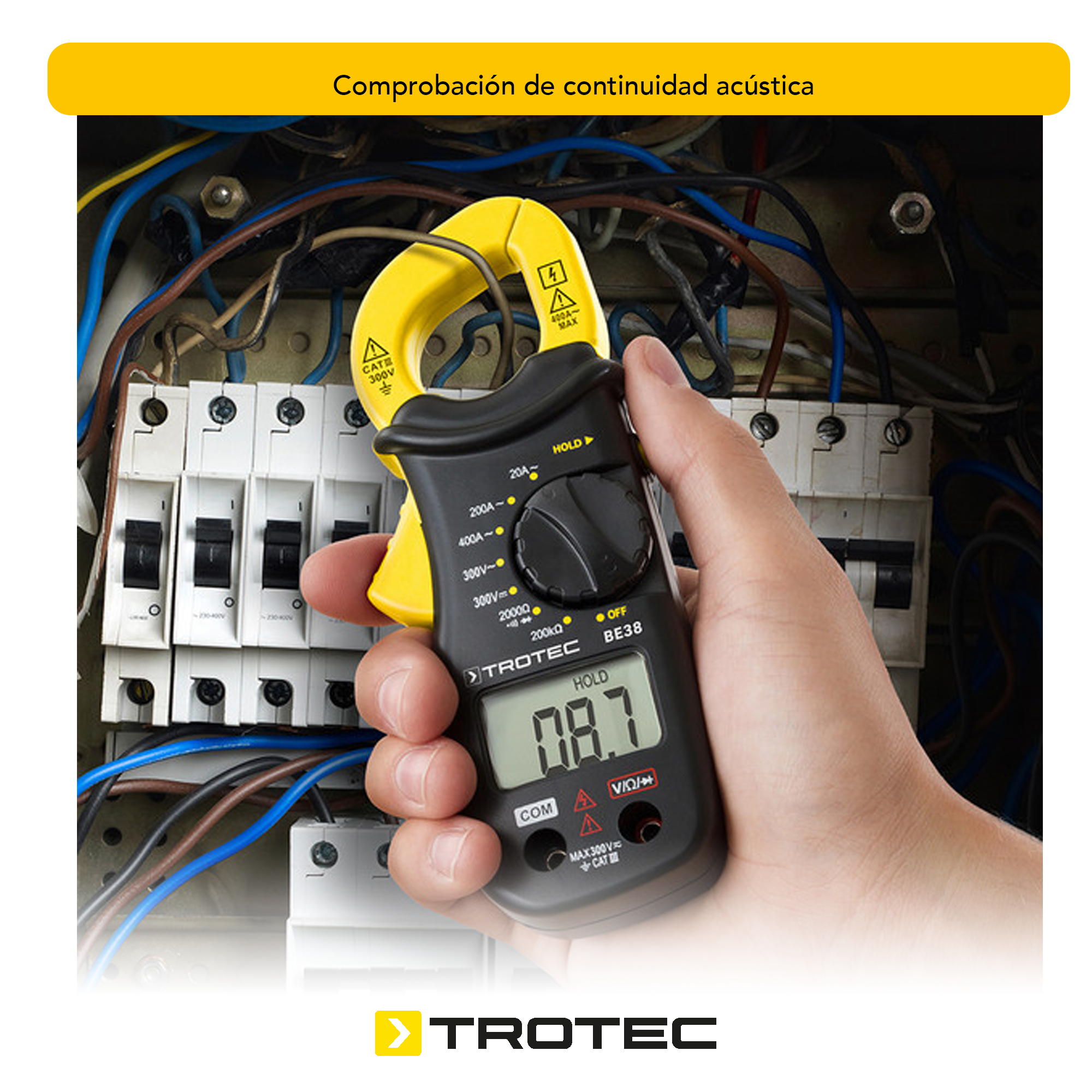 Foto 9 pulgar | Pinza Amperimétrica de Gancho Be30 Trotec Medición de Corriente Alterna Tensión Comprobación de Continuidad Acústica