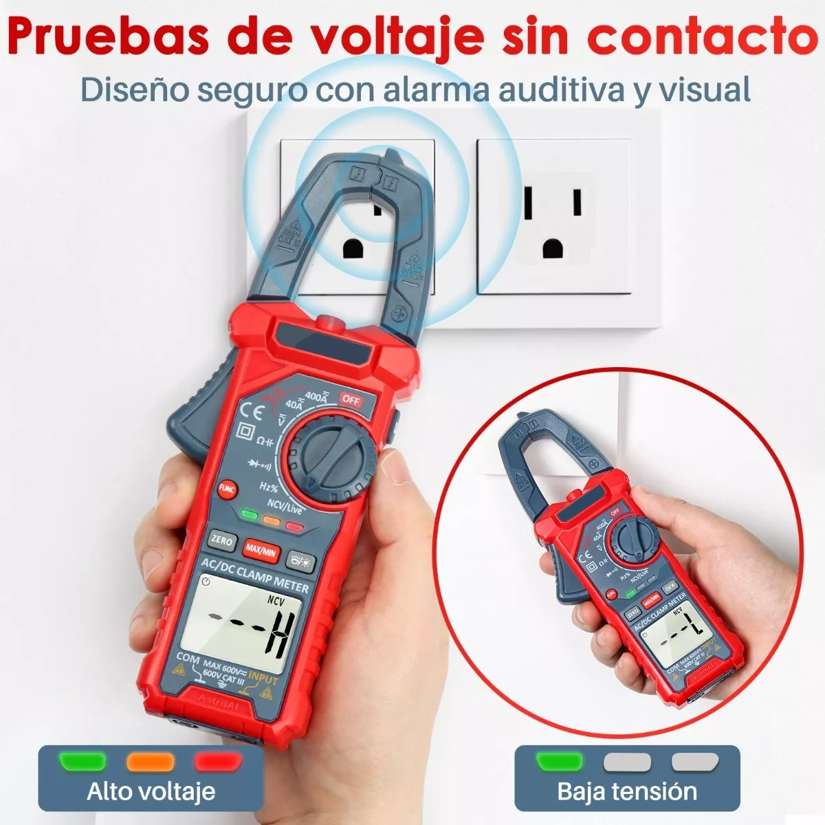 Foto 4 pulgar | Multímetro de Pinza Amperimétrica Digital Eo Safe Imports ESI-11350 Rojo