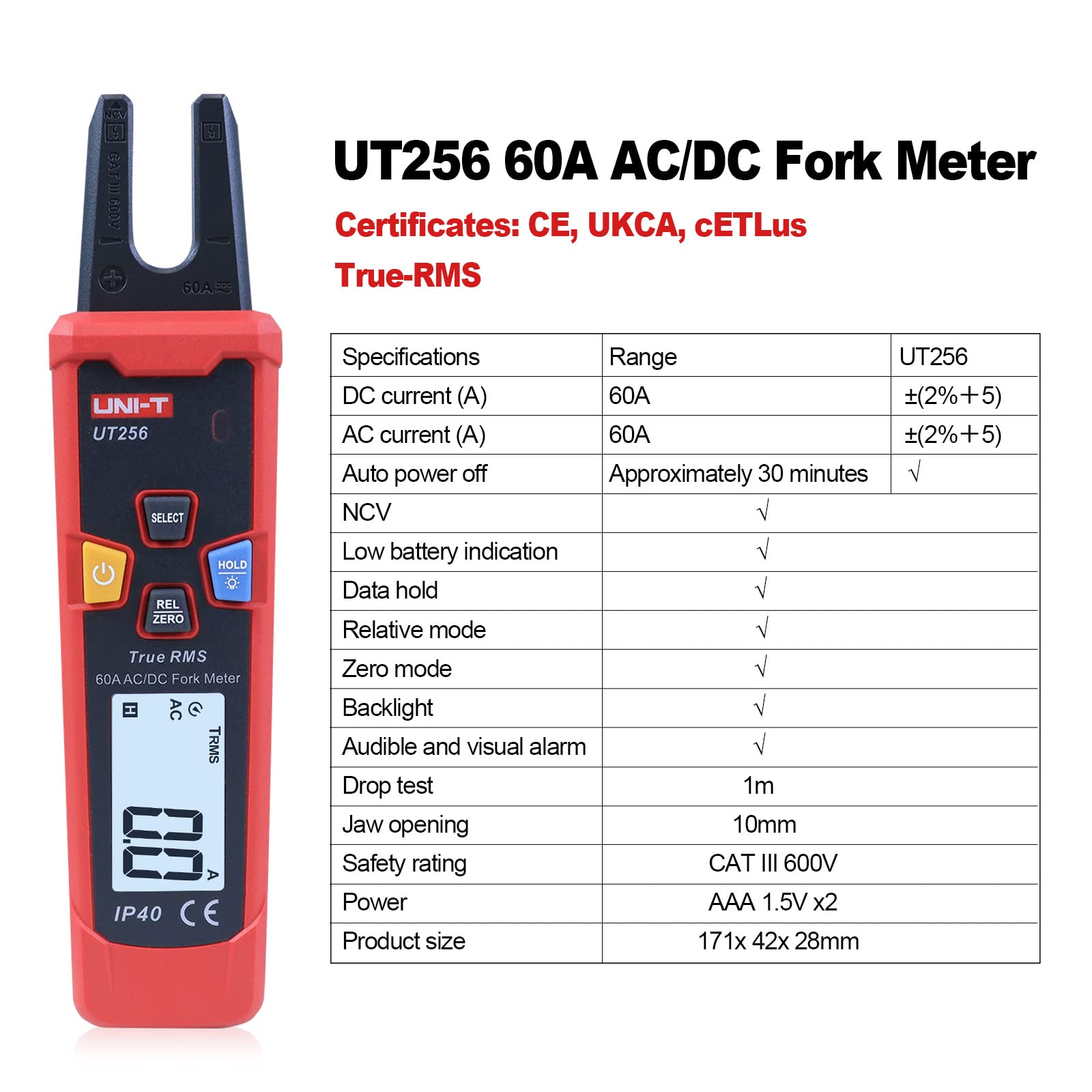 Foto 2 | Medidor De Horquilla Uni-t Ut256 Ac/dc 60 A 600 V True Rms Con Ncv - Venta Internacional.