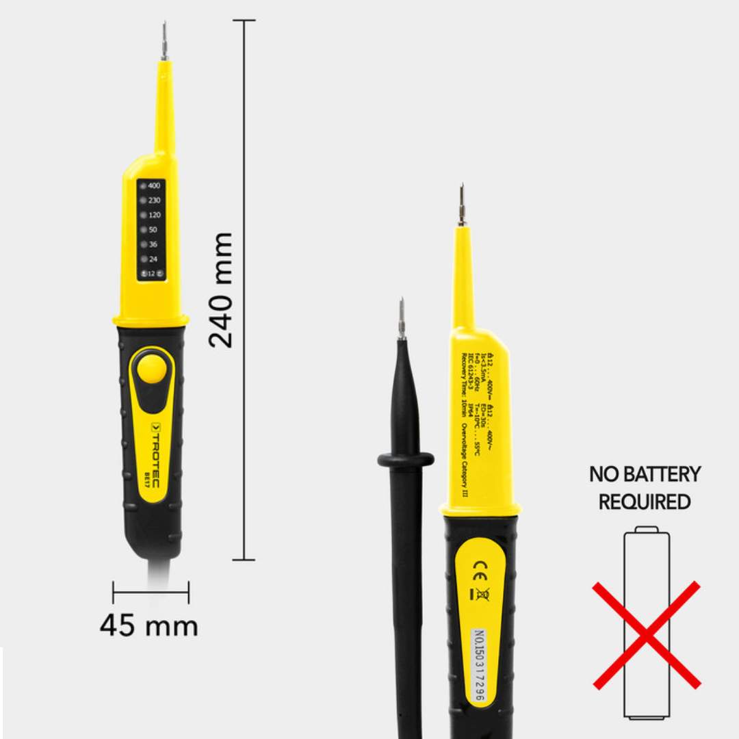 Foto 4 pulgar | Detector de Tensión Trotec BE 17 Bipolar con Alarma sin Uso de Batería 12 - 400v Cat III 400v