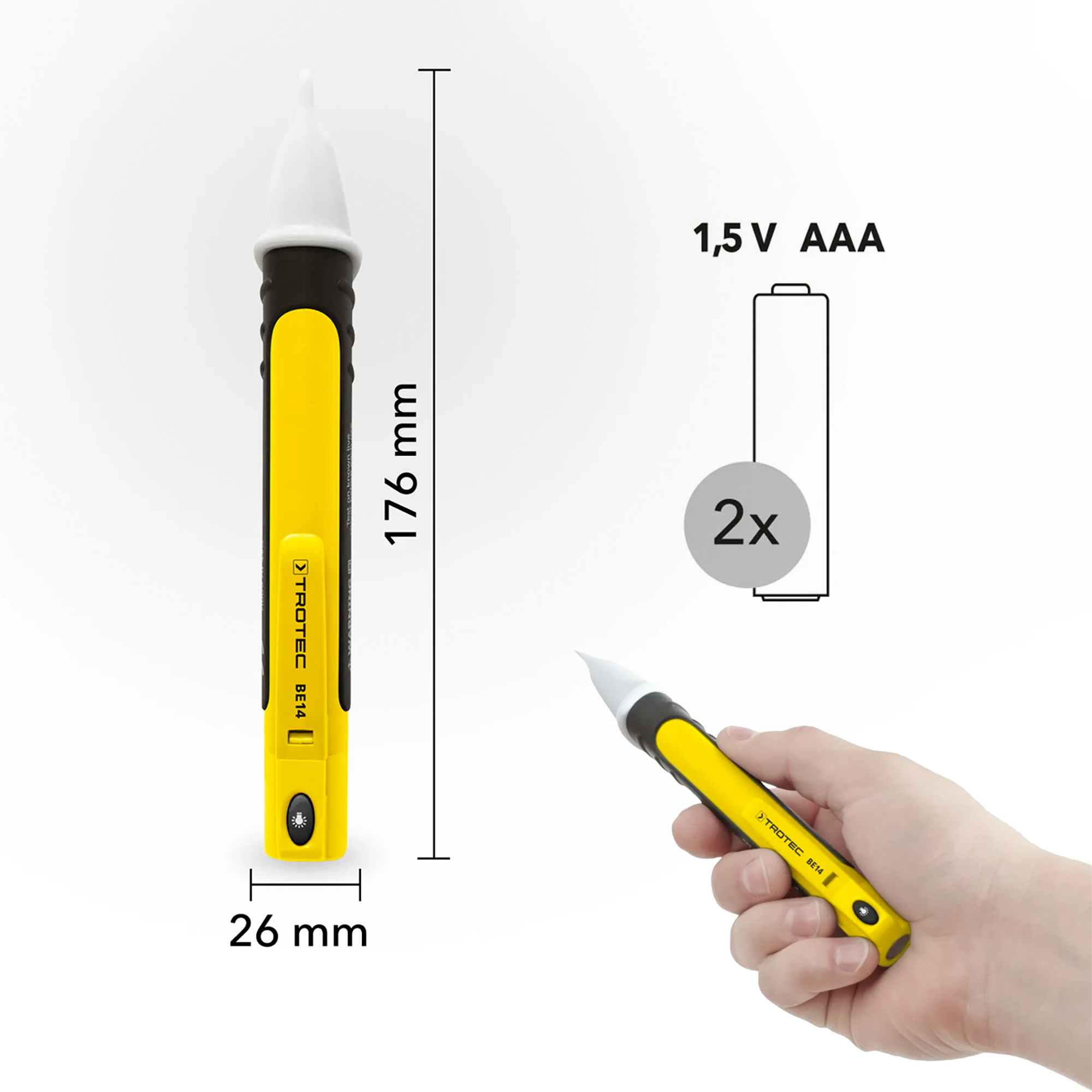 Foto 4 pulgar | Detector de Voltaje sin Contacto con Linterna 200-1000V CAT III 1000V BE14 Trotec