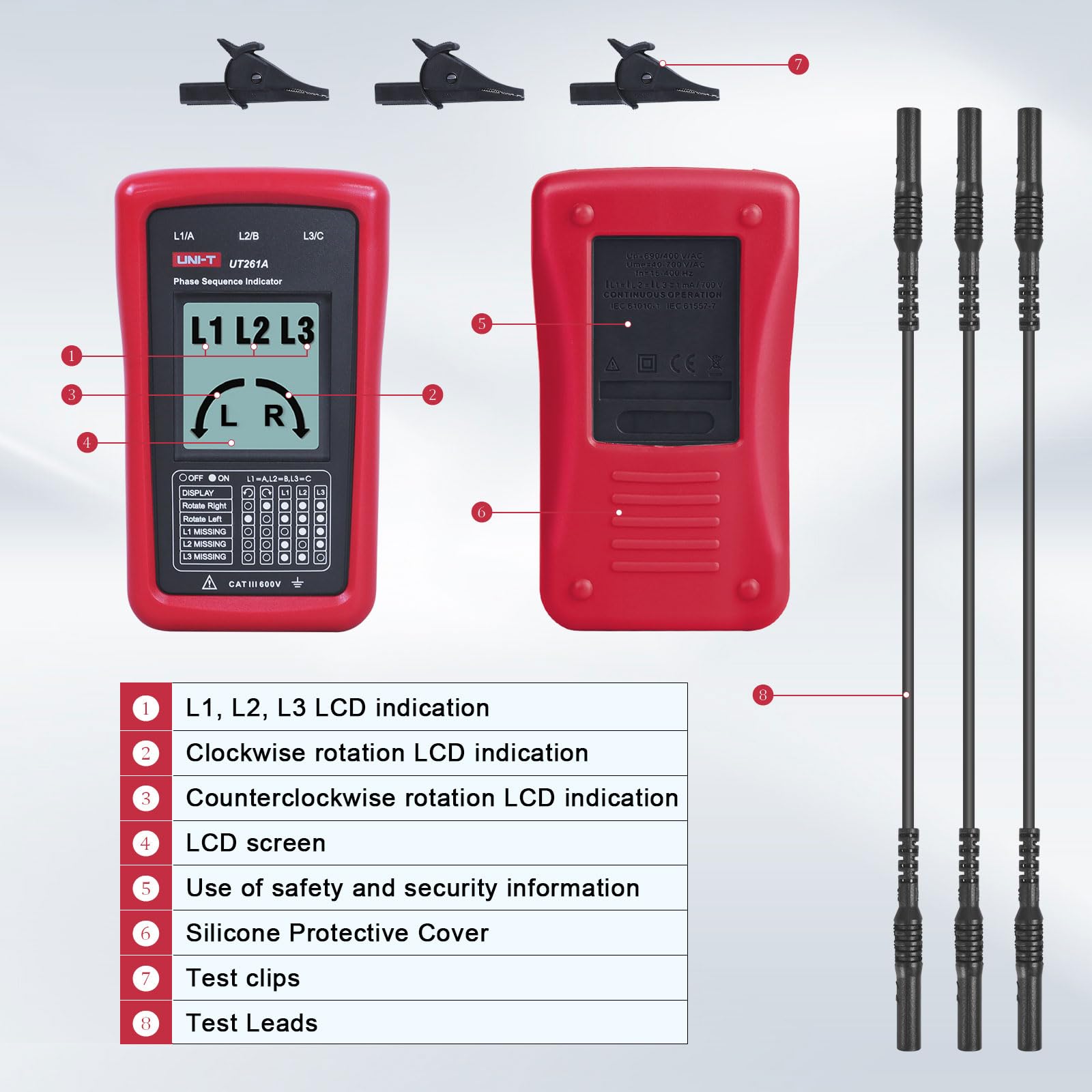 Foto 5 | Medidor De Rotación Secuencial Trifásico Uni-t Ut261a 40v-690v - Venta Internacional.