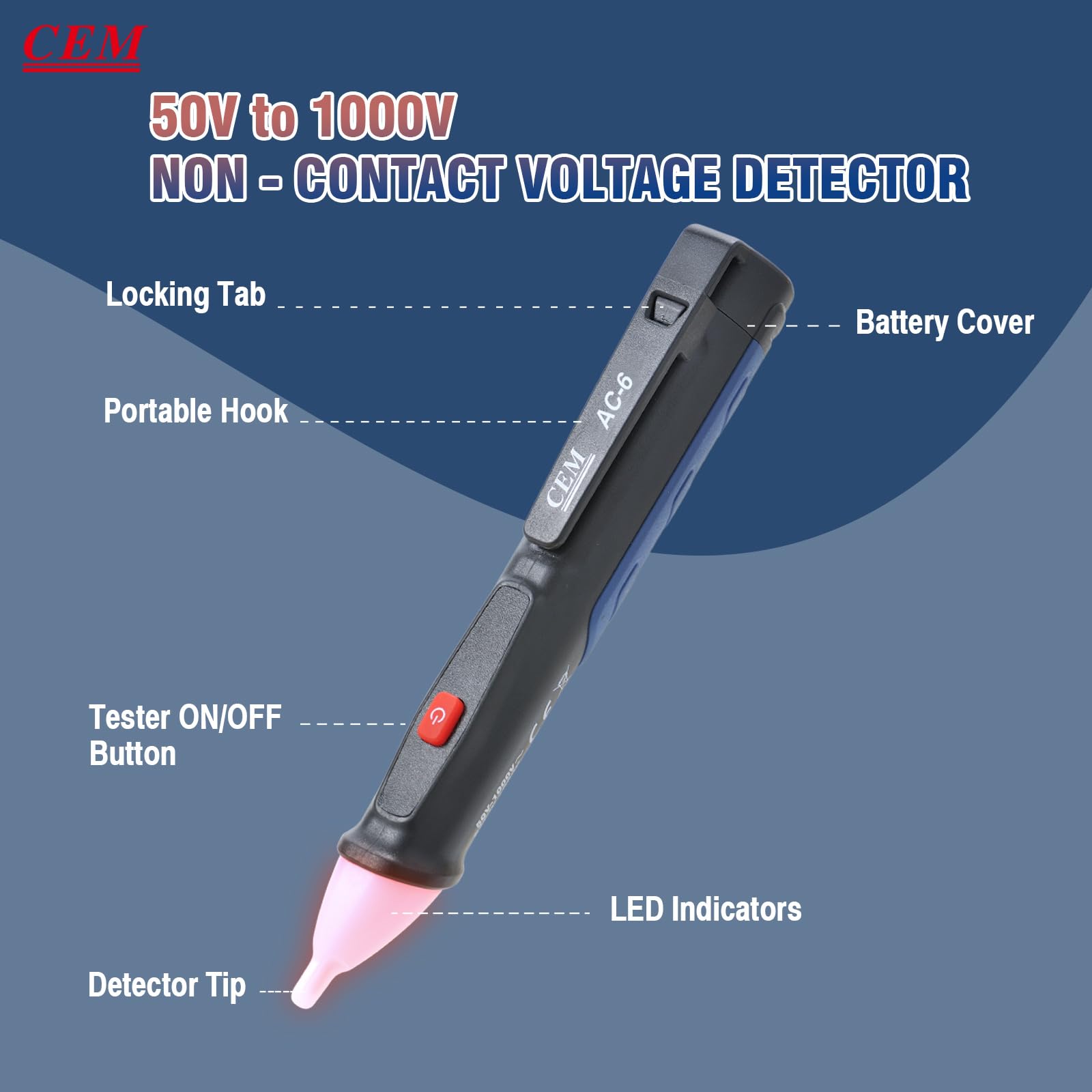 Foto 4 pulgar | Detector De Tensión Pen Cem Ac-6 Sin Contacto 50 V-1000 V Ac - Venta Internacional.
