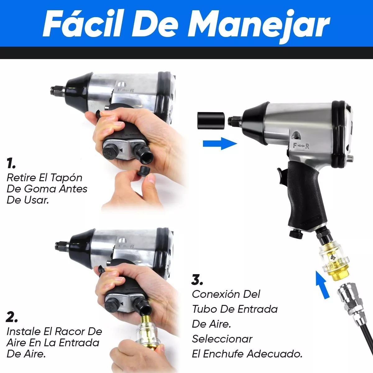 Foto 3 | Llave De Impacto Pistola Neumática 12 Pzs Eo Safe Imports Esi-6272  Multicolor