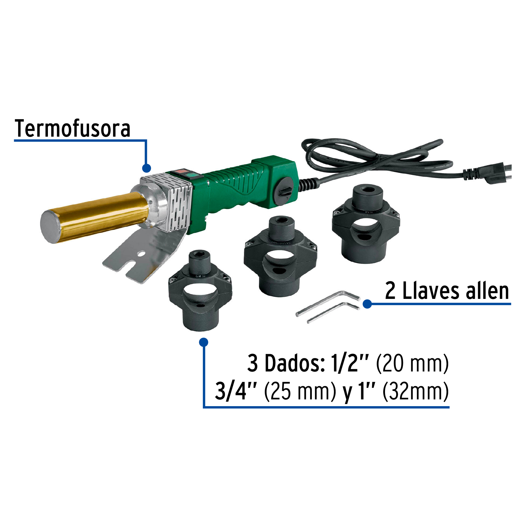 Foto 3 pulgar | Termofusora De 800 W Foset Cv-ter06 Color Verde Para Ppr