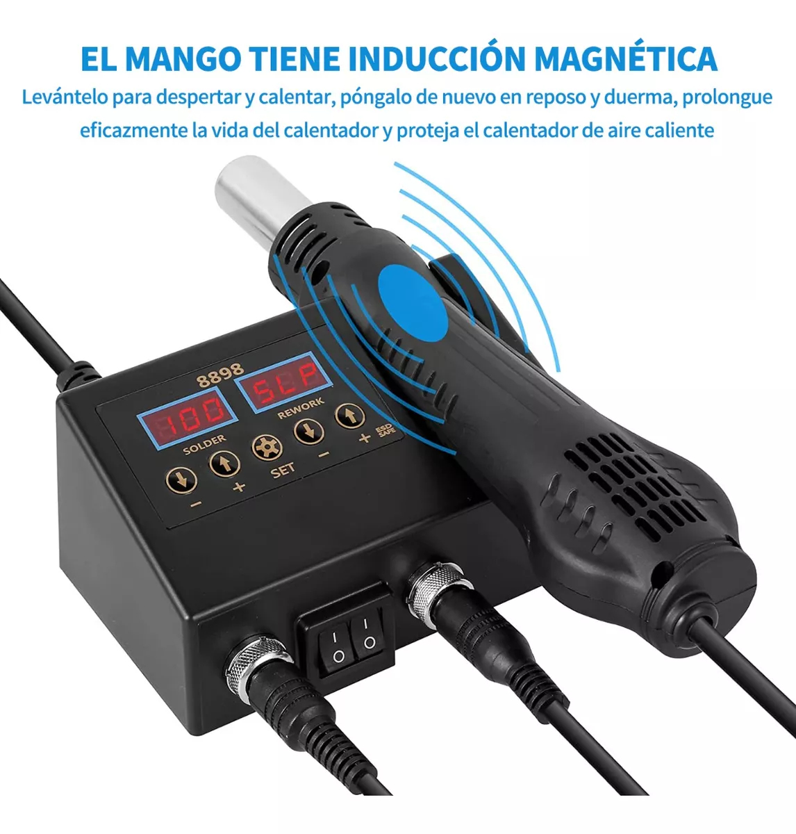 Foto 4 pulgar | Kit de Estación de Cautín y Pistola de Calor Belug Negro 2 en 1 600w