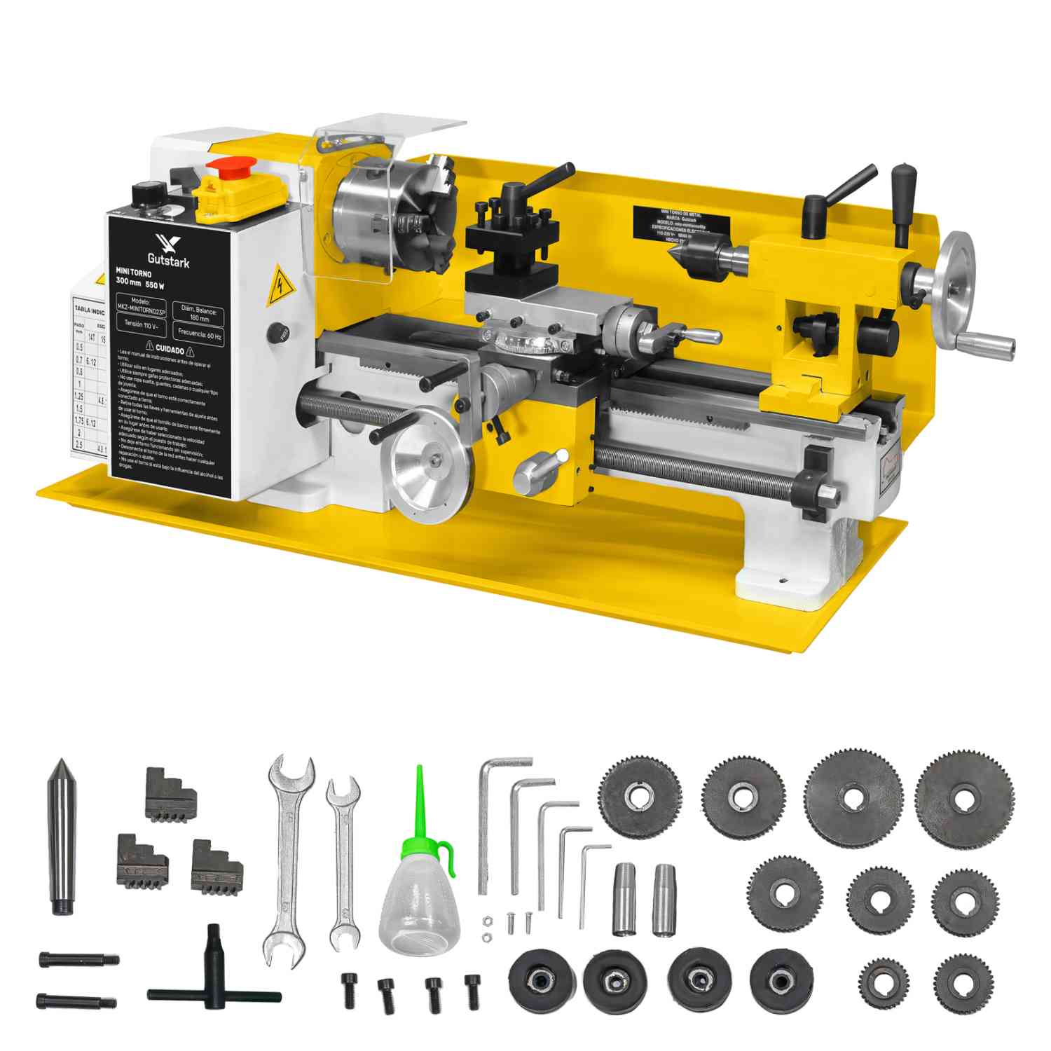 Foto 5 pulgar | Minitorno Gutstark Metal Torneado Acero 550w 2500rpm 23 Piezas