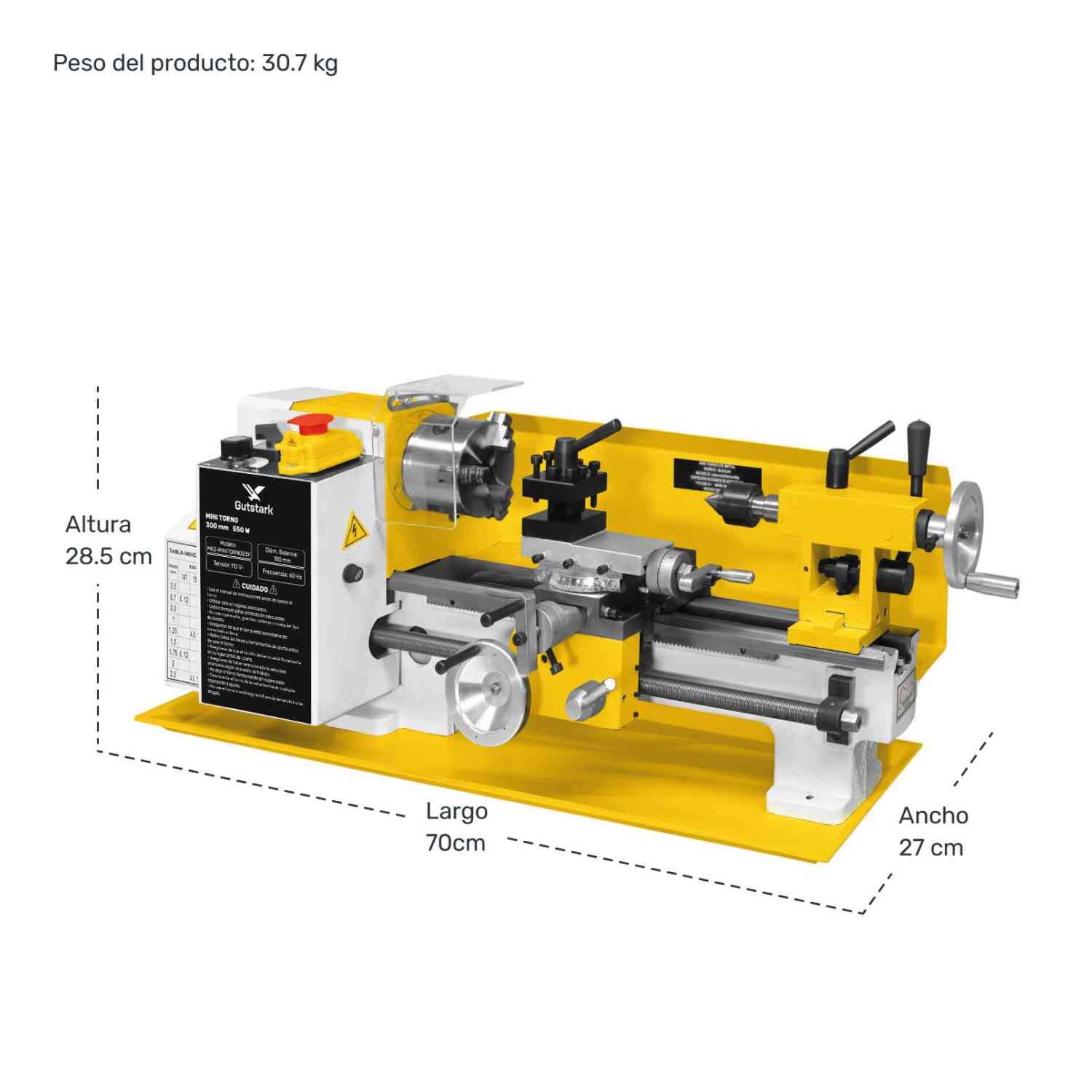 Foto 6 | Minitorno Gutstark Metal Torneado Acero 550w 2500rpm 23 Piezas