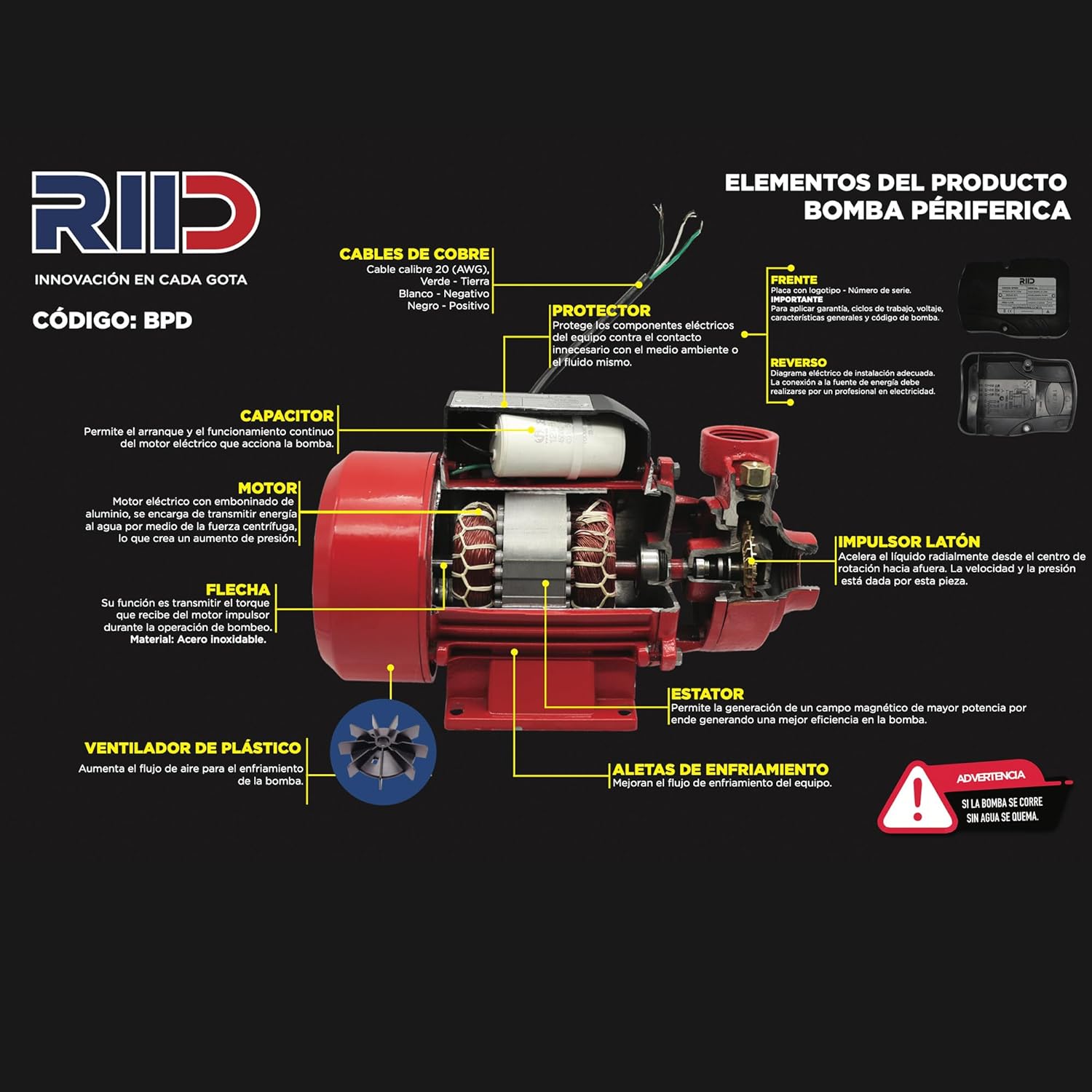 Foto 4 pulgar | Bomba Eléctrica Periférica Para Agua ½ Hp Riid