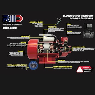 Foto 3 | Bomba Eléctrica Periférica Para Agua ½ Hp Riid