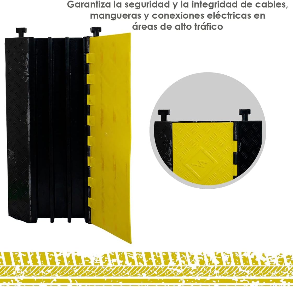 Foto 4 pulgar | Rampa Protector De Cable De Goma 3 Canales Cable Antideslizante