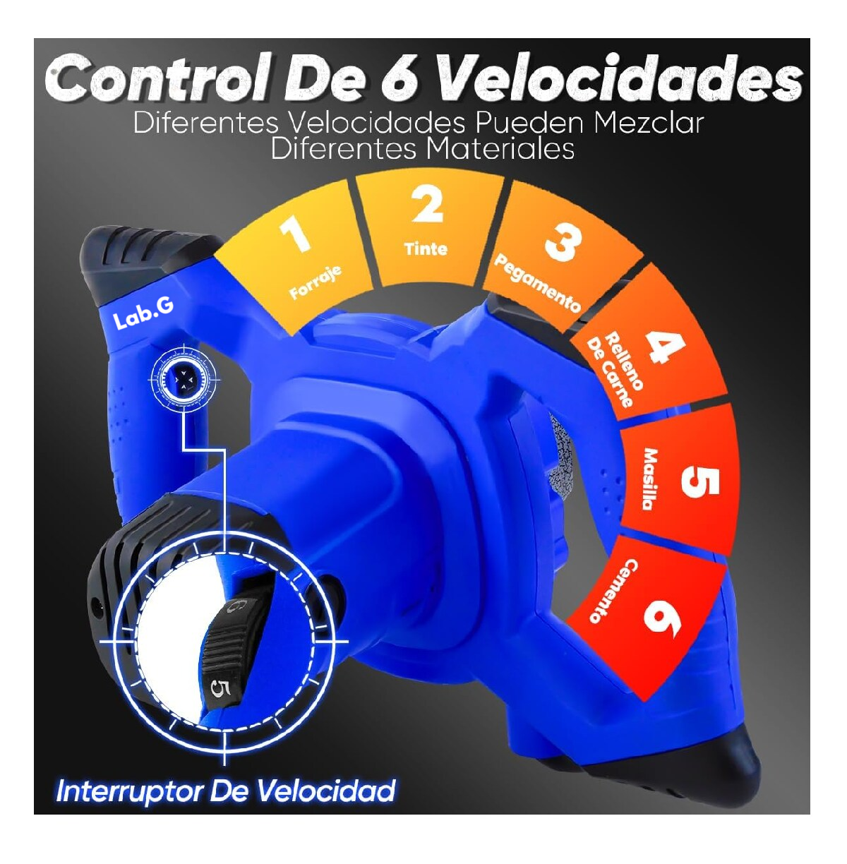 Foto 3 pulgar | Mezcladores De Pintura Eléctrica De Mortero 127v Azul