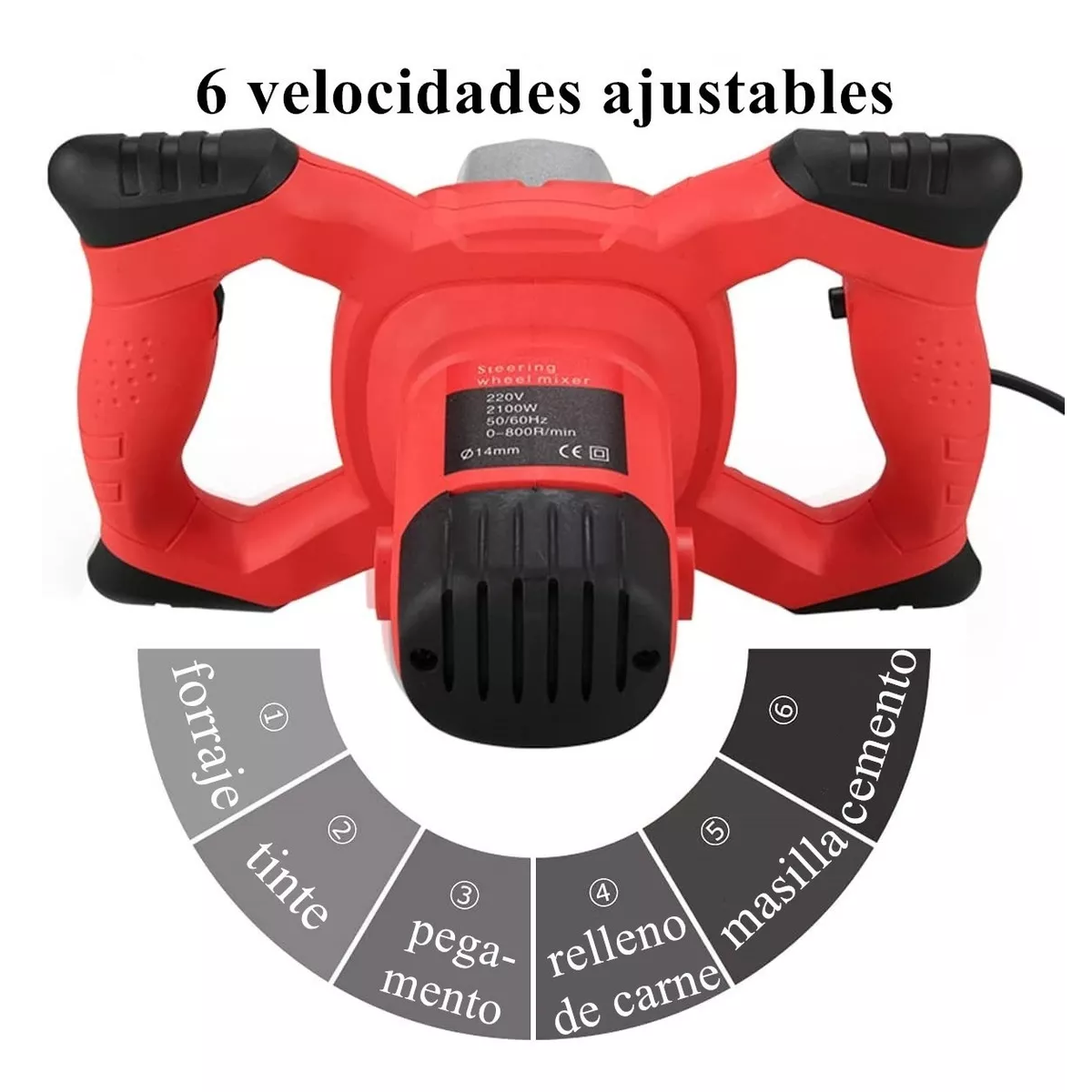 Foto 3 pulgar | Mezcladora Eléctrica De Cemento/pintura Velocidad Ajustable Eo Safe Imports Esi-4417-1 Rojo