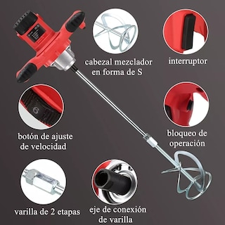 Foto 3 | Mezcladora Eléctrica De Cemento/pintura Velocidad Ajustable Eo Safe Imports Esi-4417-1 Rojo