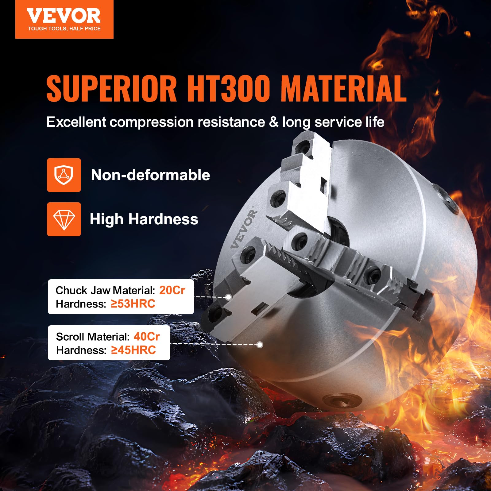 Foto 3 pulgar | Torno Chuck Vevor De 10 Pulgadas, Autocentrado, Rango De Sujeción De 6 A 250 Mm - Venta Internacional.
