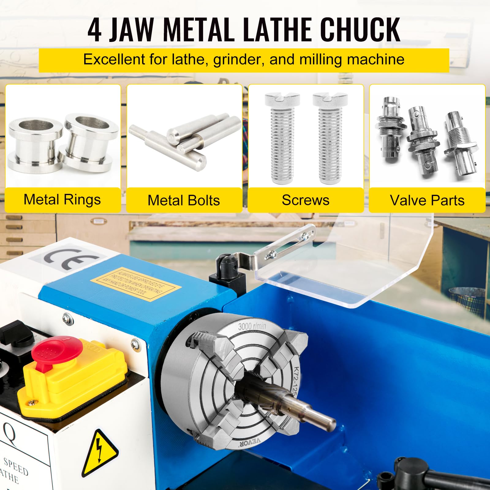 Foto 2 | Torno Chuck Vevor K72-125 125 Mm Y 4 Mordazas Para Máquina De Torno De Metal - Venta Internacional.