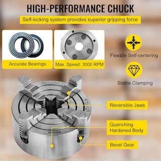 Foto 4 | Torno Chuck Vevor K72-125 125 Mm Y 4 Mordazas Para Máquina De Torno De Metal - Venta Internacional.