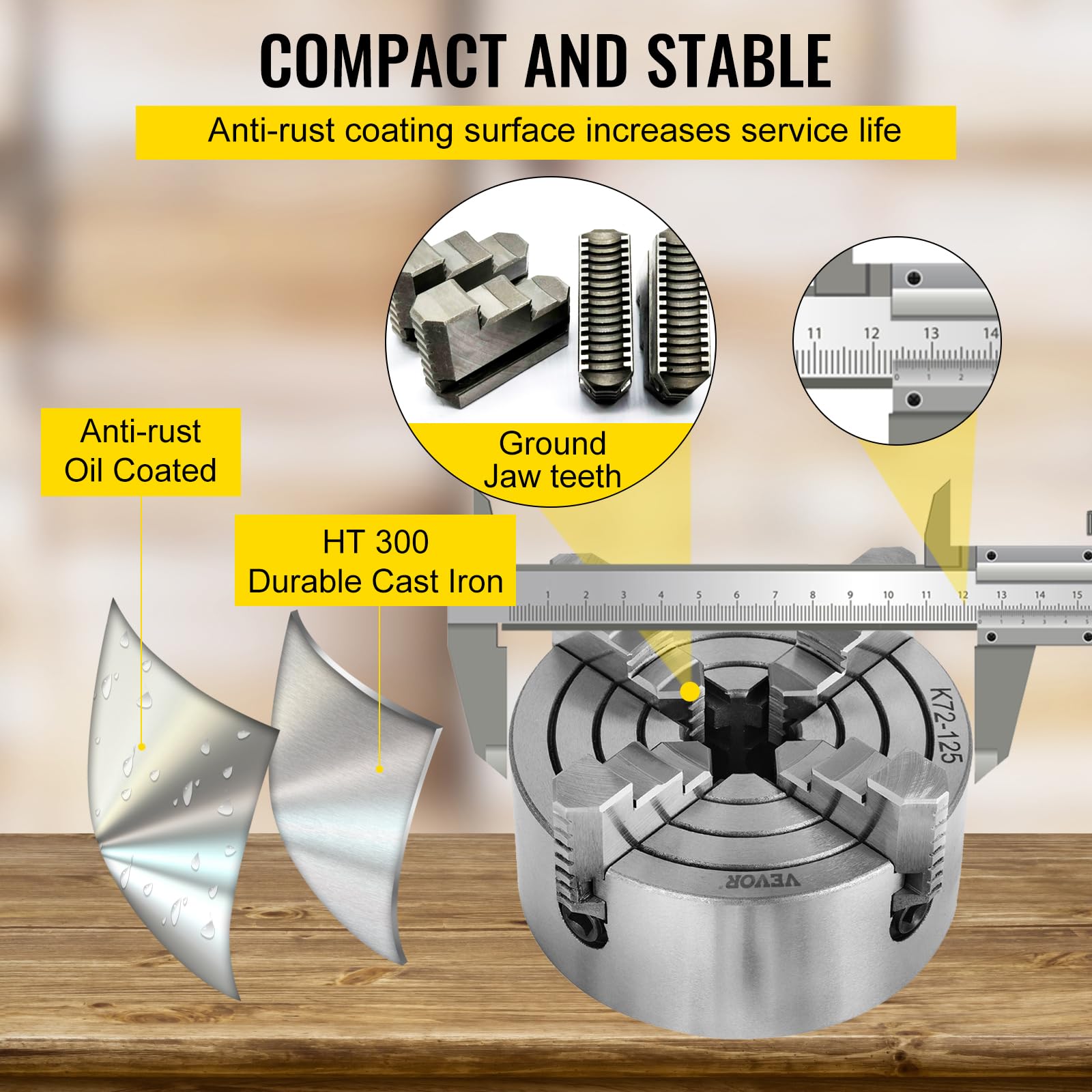 Foto 6 | Torno Chuck Vevor K72-125 125 Mm Y 4 Mordazas Para Máquina De Torno De Metal - Venta Internacional.