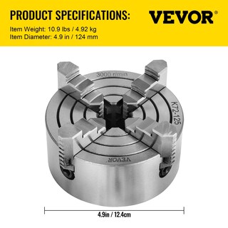 Foto 7 | Torno Chuck Vevor K72-125 125 Mm Y 4 Mordazas Para Máquina De Torno De Metal - Venta Internacional.