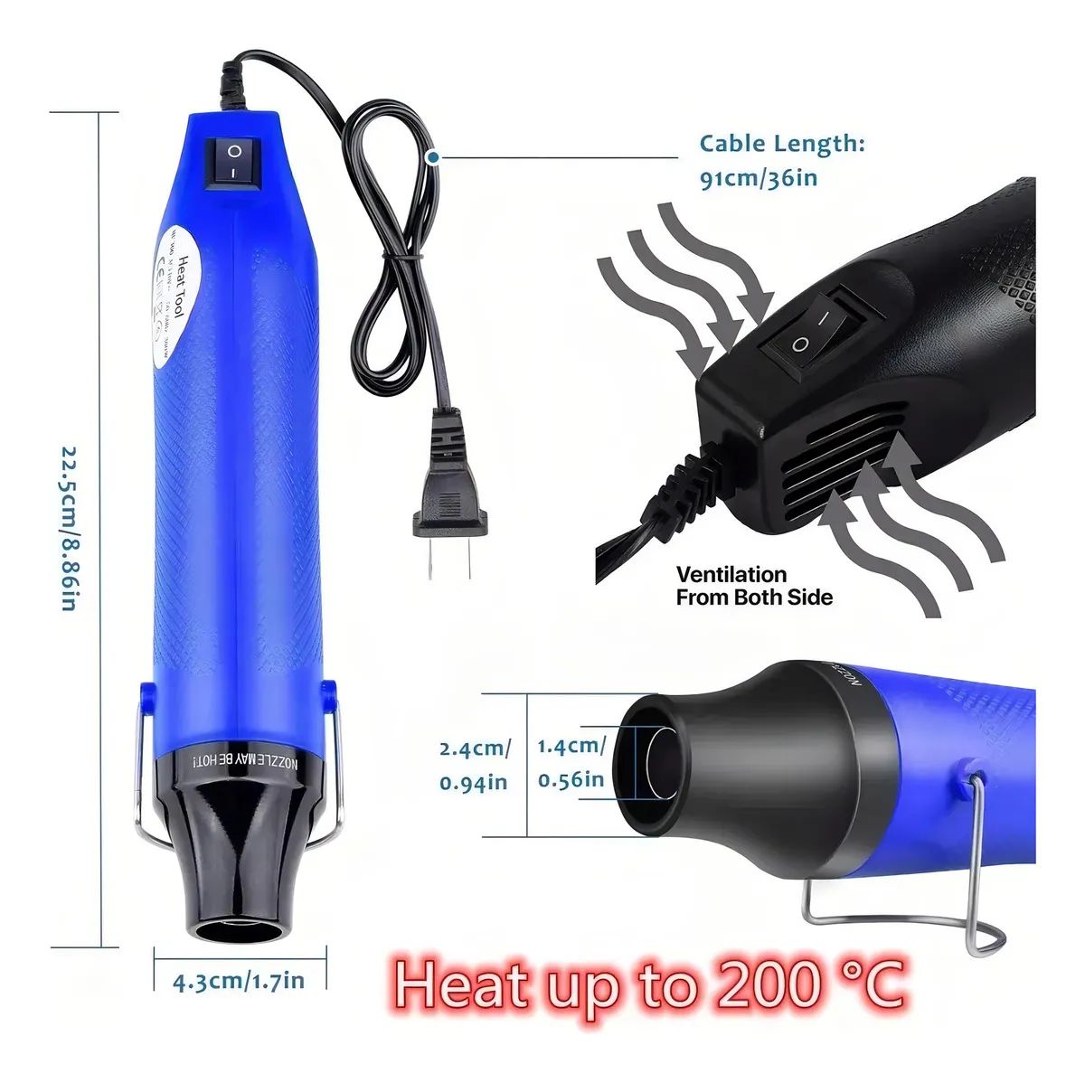 Foto 3 pulgar | Pistola De Calor Portátil  Belug Pistola De Aire Caliente Diy 300w Azul