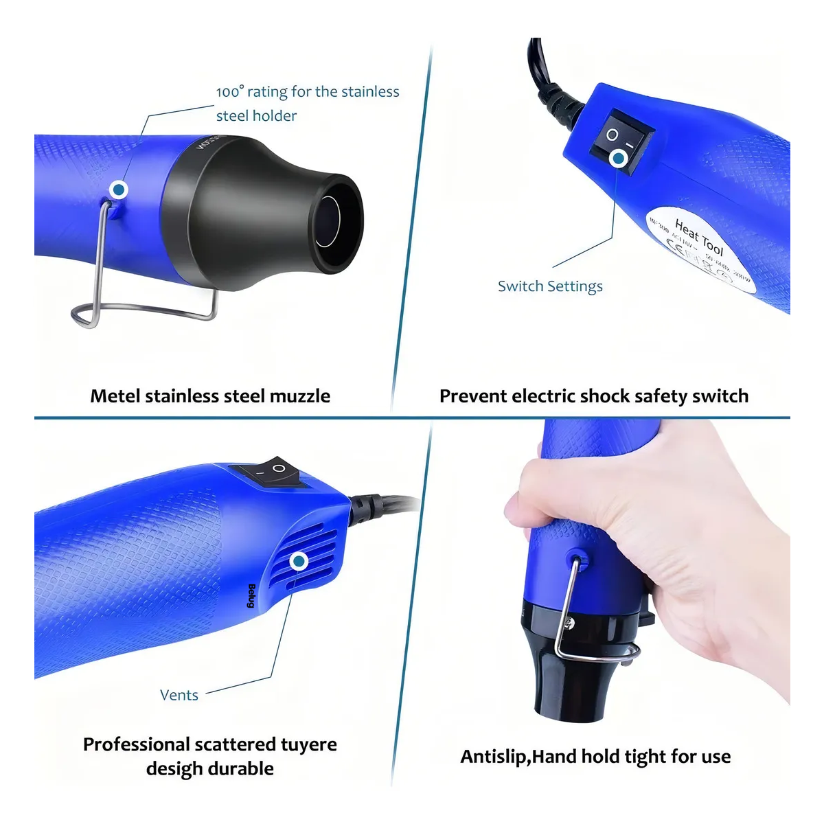Foto 5 pulgar | Pistola De Calor Portátil  Belug Pistola De Aire Caliente Diy 300w Azul