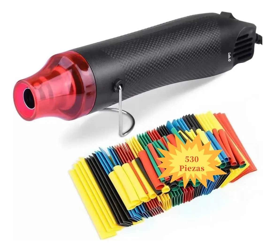 Foto 2 pulgar | Mini Pistola De Calor  Lab.g  300w+530 Tubos Termorretráctiles Negro Rojo