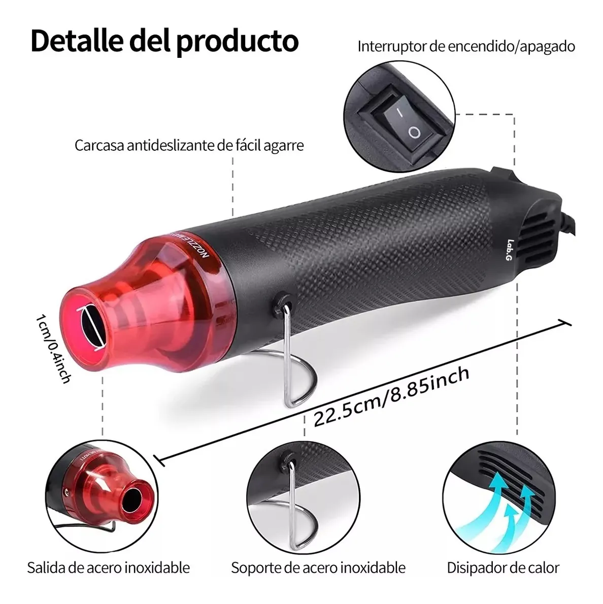 Foto 2 | Mini Pistola De Calor  Lab.g  300w+530 Tubos Termorretráctiles Negro Rojo