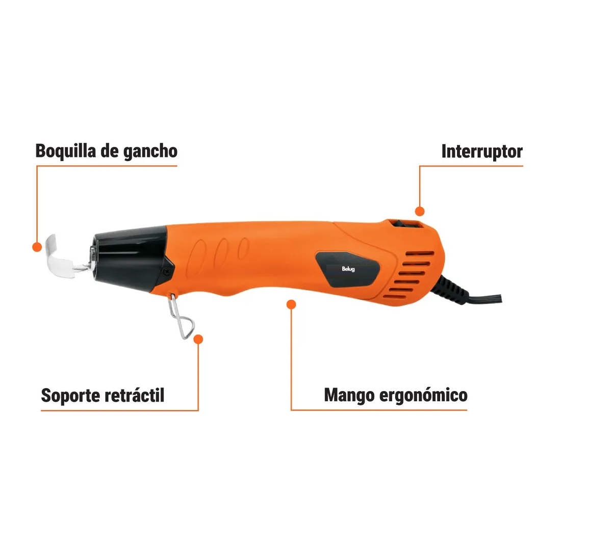 Foto 3 pulgar | Mini Pistola De Calor Belug 350 W Naranja