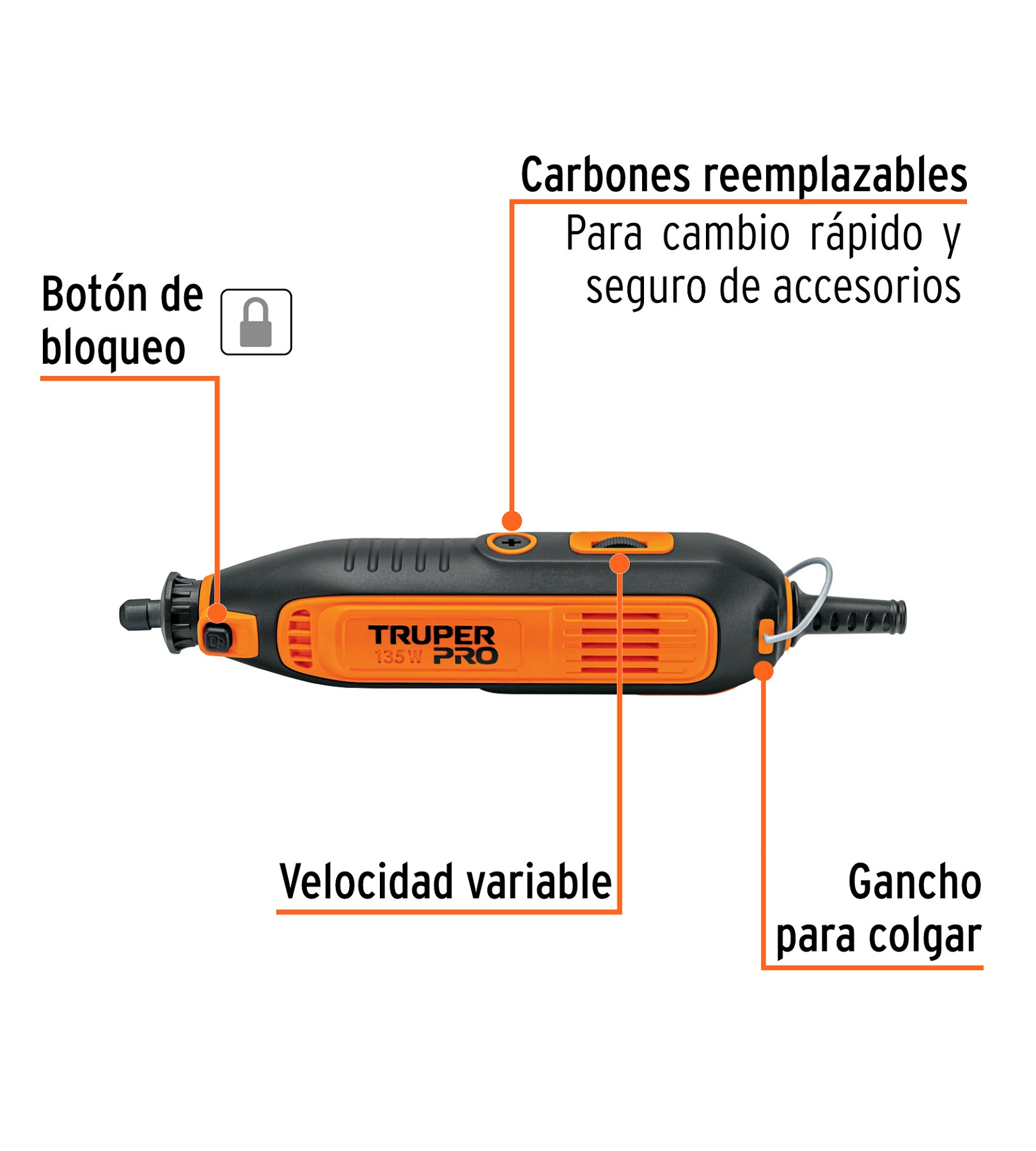 Foto 4 pulgar | Herramienta Rotativa Truper Pro 135 W con 211 Accesorios