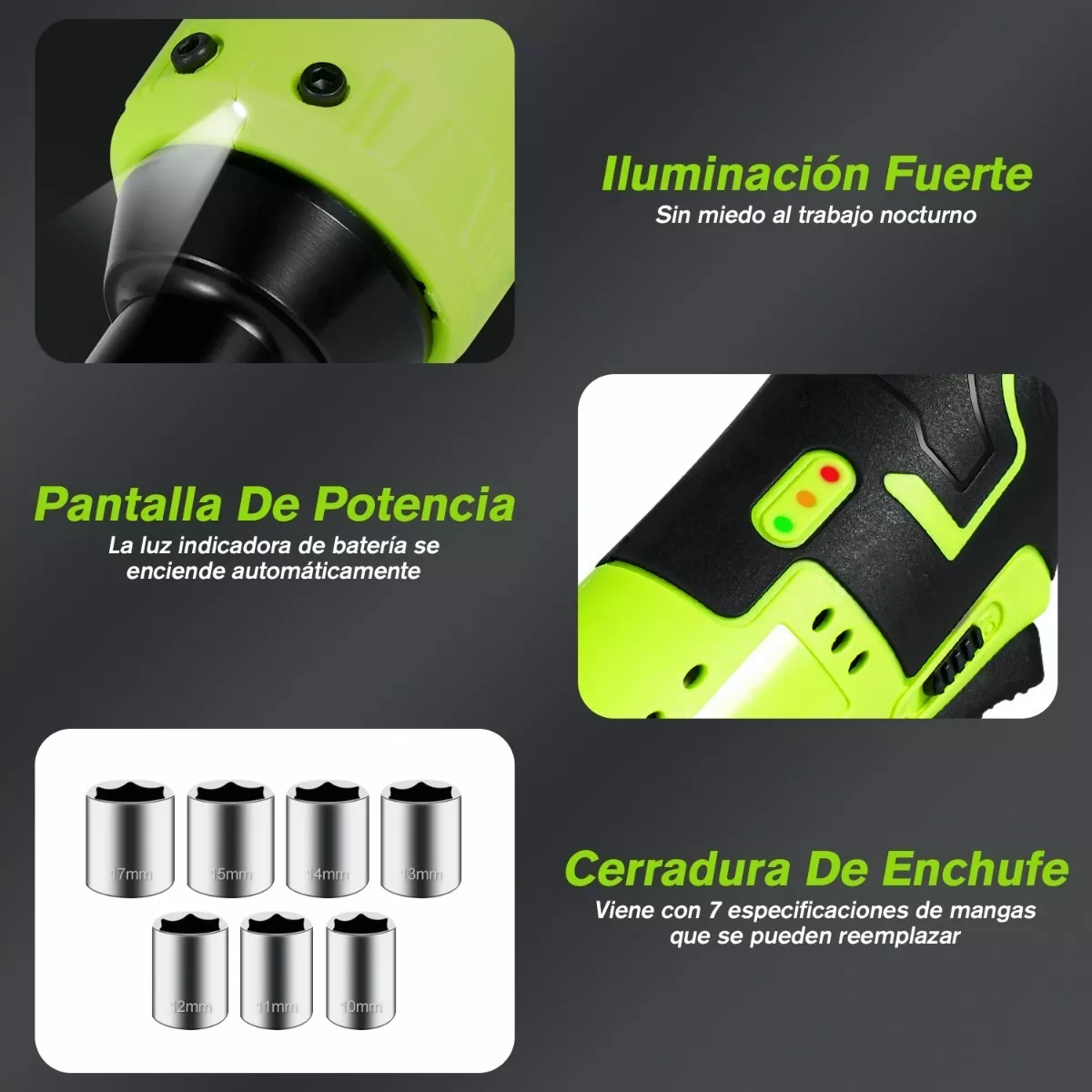 Foto 4 pulgar | Pistola de Impacto Llave Eléctrica Inalámbrica Eo Safe Imports Esi-6276 color Verde