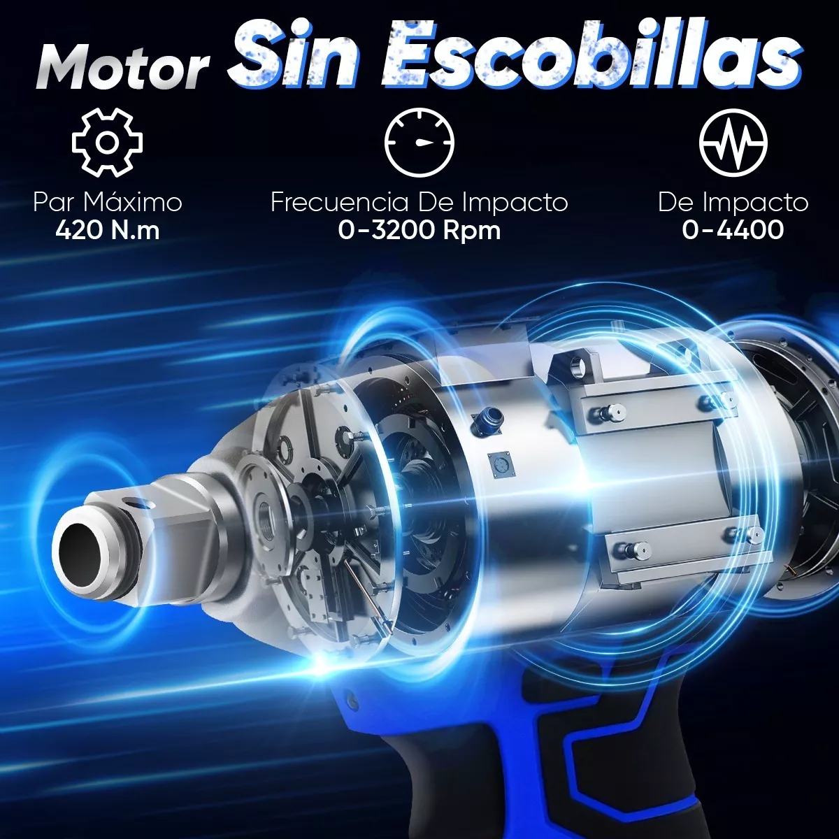 Foto 3 pulgar | Llave De Impacto Trinquete Inalámbrico Eo Safe Imports Esi-6275-1 Azul