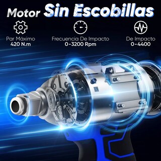 Foto 2 | Llave De Impacto Trinquete Inalámbrico Eo Safe Imports Esi-6275-1 Azul