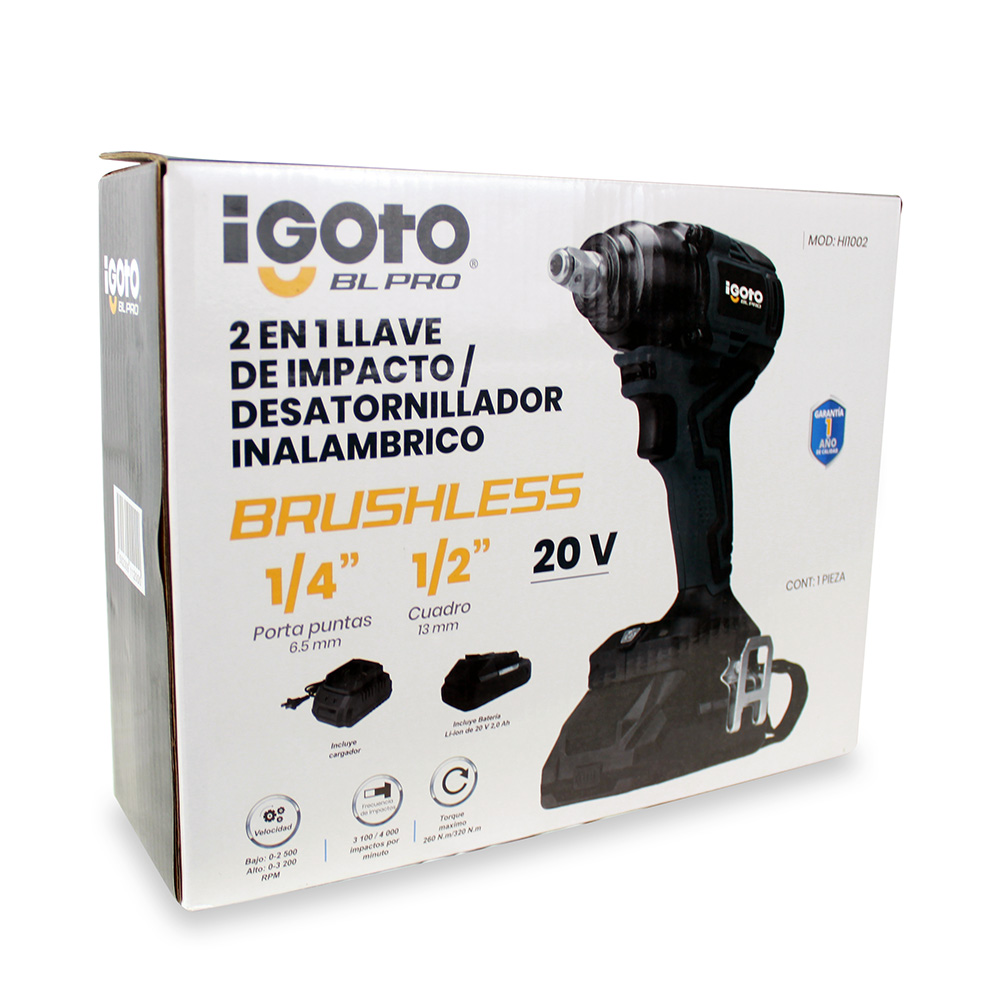 Foto 3 | Llave De Impacto Y Desatornillador Brushless 20 V Inalambrica
