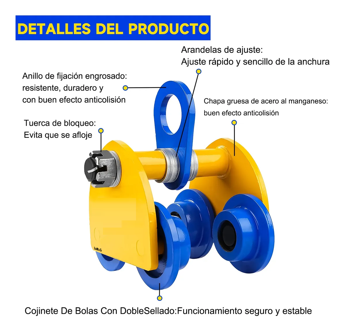 Foto 2 | Carga De Acero  Lab.g Ancho Ajustable 2 Toneladas Amarillo Azul