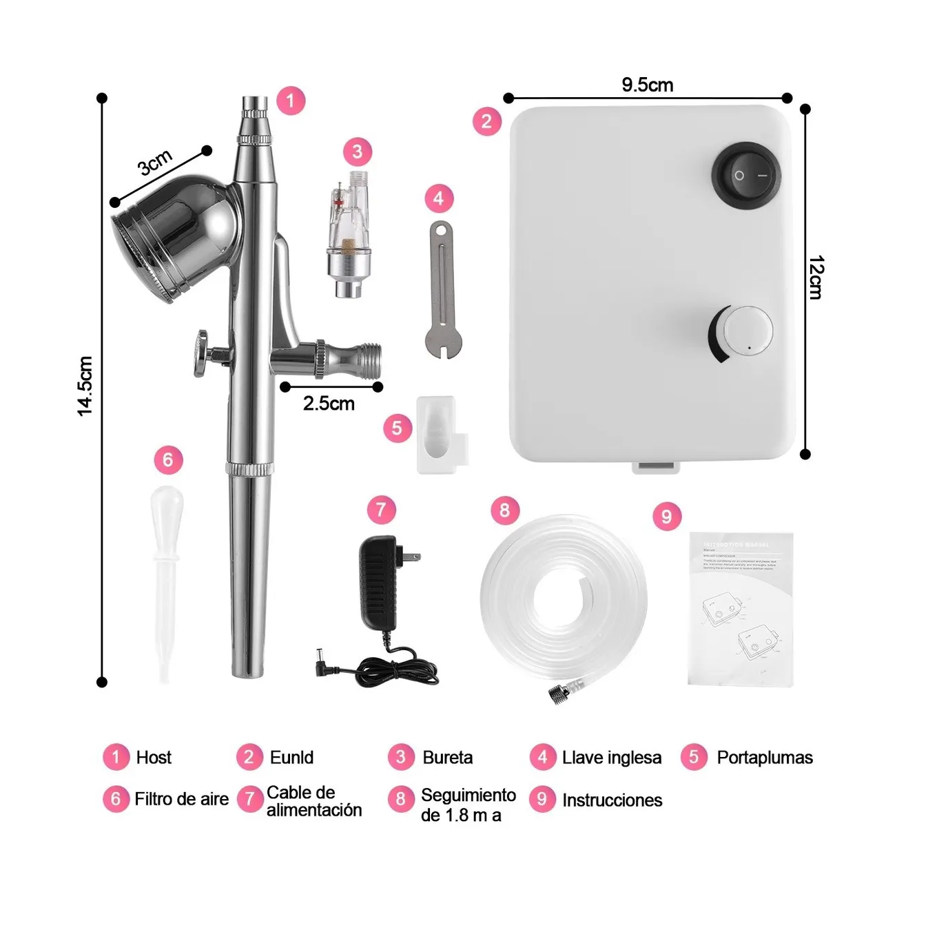 Foto 4 pulgar | Kit Aerógrafo Profesional Eo Safe Imports Multiusos color Plata