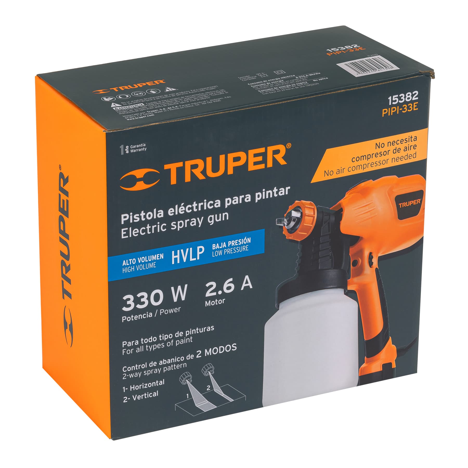 Foto 3 pulgar | Pistola Para Pintar Eléctrica De 330 W Truper Naranja Hvlp (alto Volumen / Baja Presión)