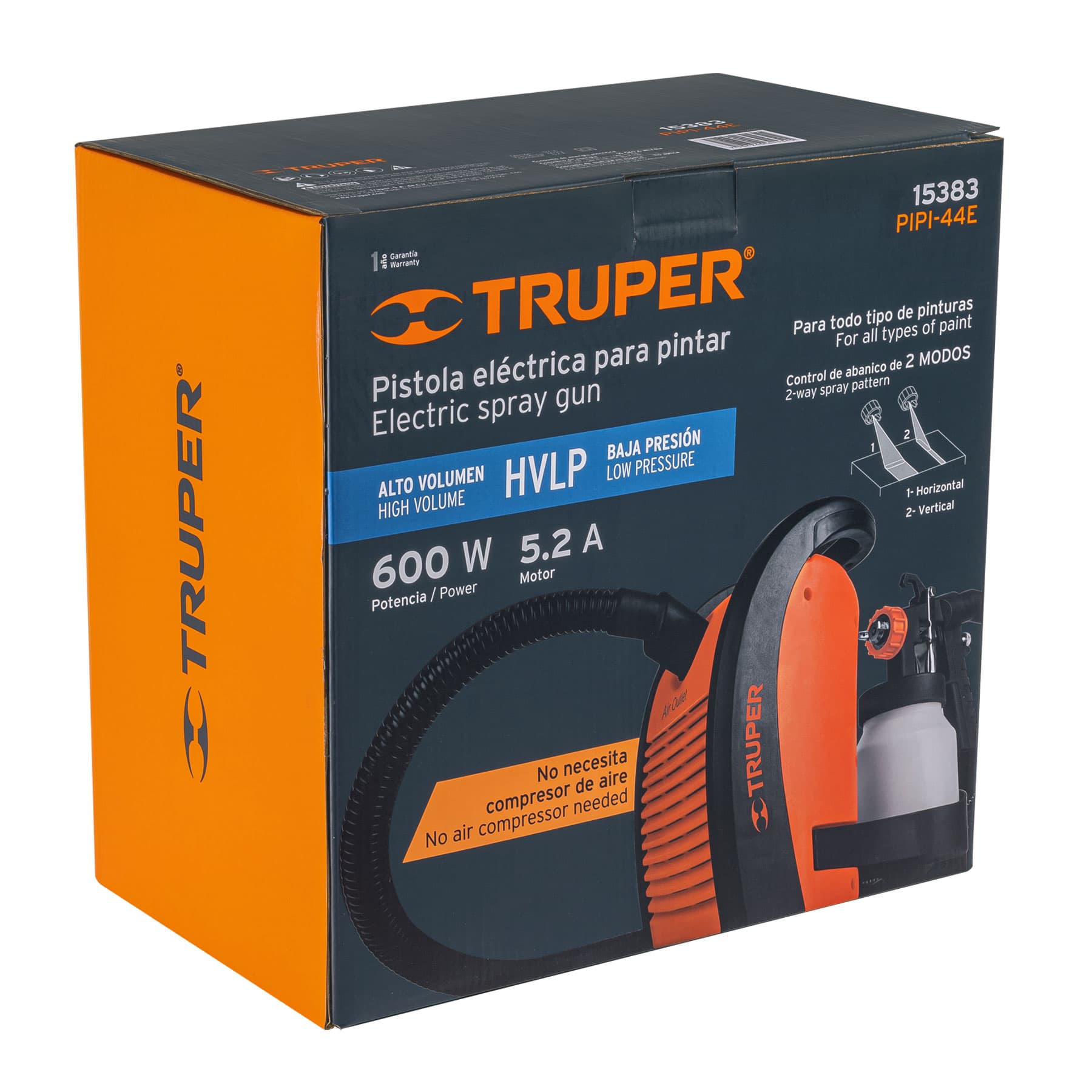 Foto 3 pulgar | Pistola Para Pintar Eléctrica De 600 W Truper Naranja Plástico 900ml Hvlp (alto Volumen / Baja Presión) Manguera