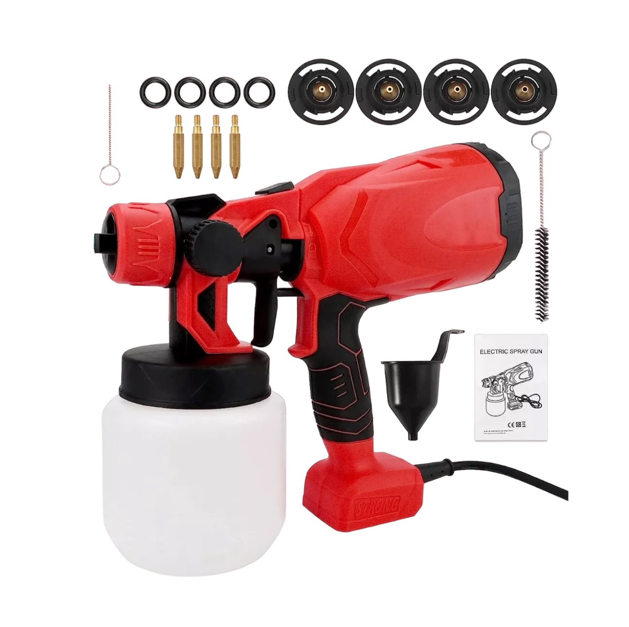 Pistola Eléctrica para Pintar Belug color Rojo con 3 Modos de Pulverización + Accesorios $1,439