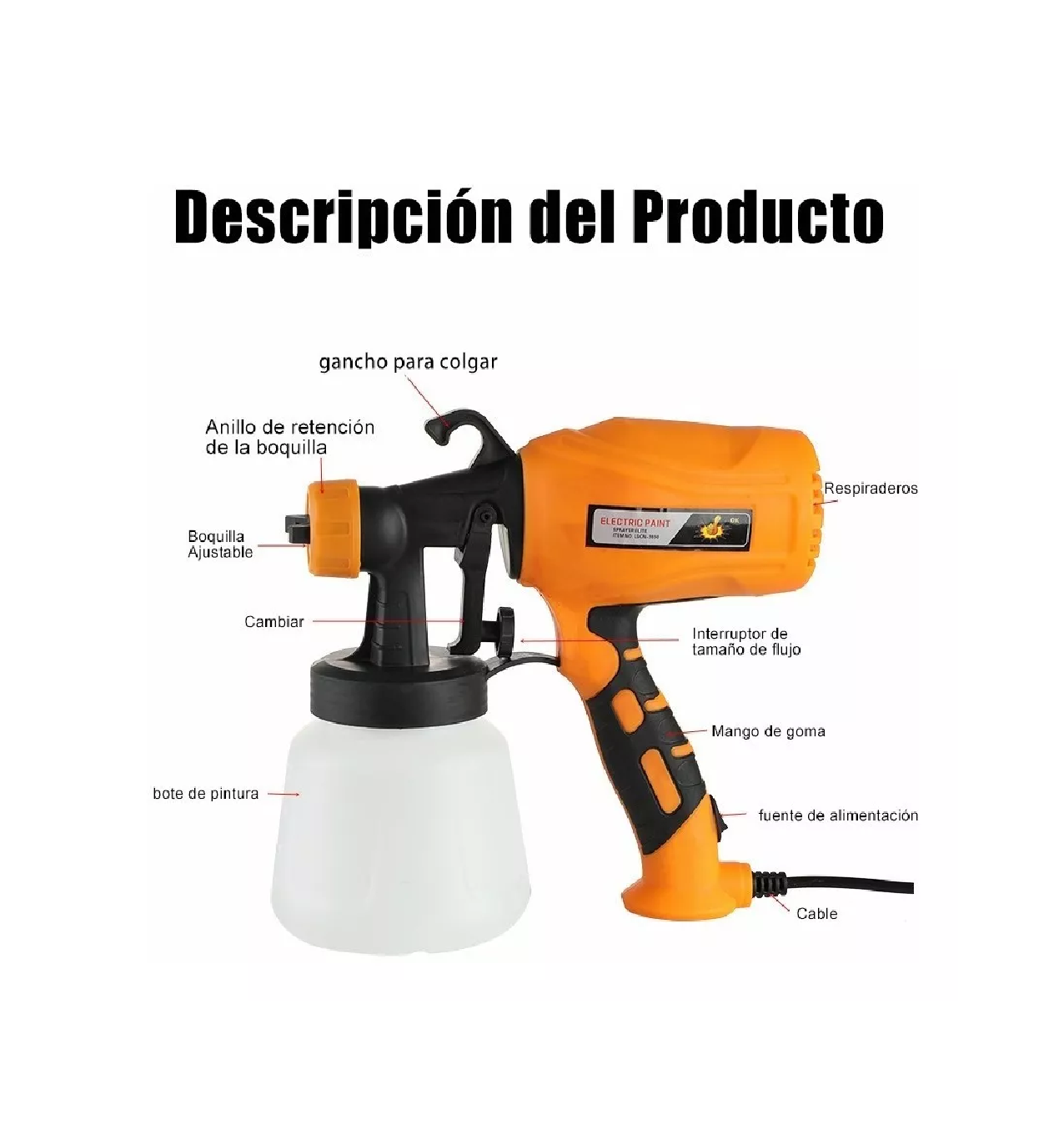 Foto 4 pulgar | Pulverizador de Acabado Fino color Naranja Paquete de 1 400 W 1200 ML