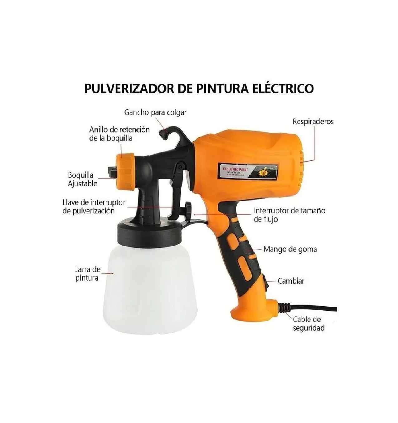 Foto 4 pulgar | Máquina para Pistola Eléctrica BELUG color Naranja para Pintar 110V 550W 900ML