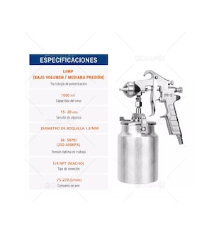 Foto 2 | Pistola para Pintar Goxawee color Plata 1000 ML Vaso 1.8 MM