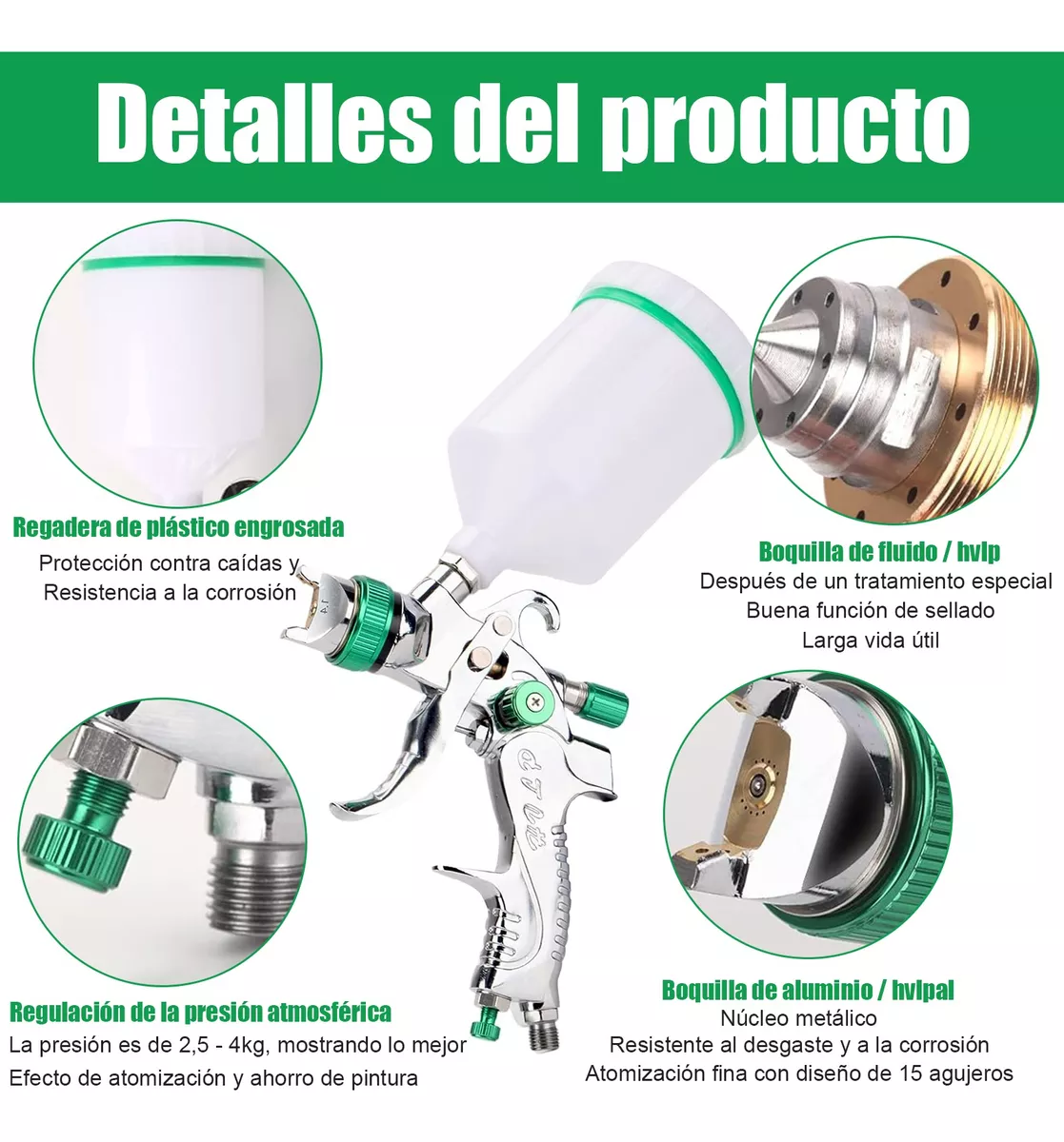 Foto 4 pulgar | Pistola Gravedad Pintura Automotriz Belug 600 ml 1,4/1,7/2,0 mm